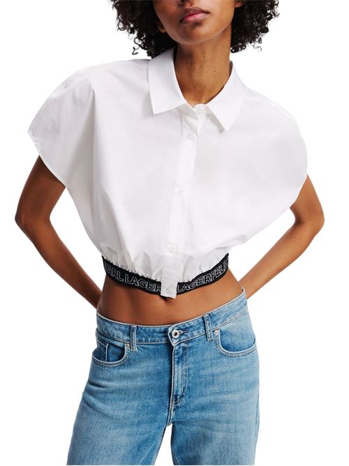 Camicia donna bianca in cotone Karl Lagerfeld jeans | A2W11017100